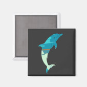 Dolphin Fish Illustration Silhouette Style Magnet (Vorderseite/Rückseite)