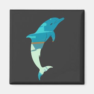 Dolphin Fish Illustration Silhouette Style Magnet