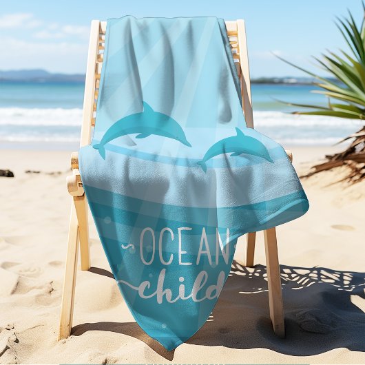 Dolphin Fish Ocean Waves Personalisiert Strandtuch