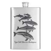 Dolphin Flask Custom White Side Dolphin Art Flask Flachmann (Vorderseite)