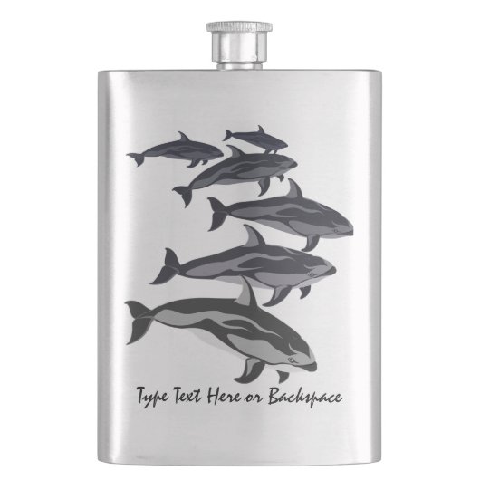 Dolphin Flask Custom White Side Dolphin Art Flask Flachmann (Vorderseite)