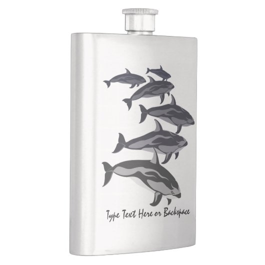 Dolphin Flask Custom White Side Dolphin Art Flask Flachmann (Rechts)
