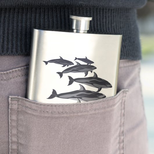 Dolphin Flask Custom White Side Dolphin Art Flask Flachmann (Beispiel)