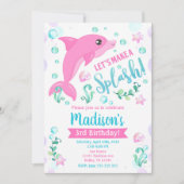 Dolphin Geburtstag Einladung / Schwimmbad Party (Vorderseite)