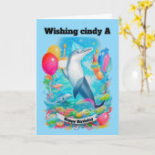 Dolphin Geburtstagsgeburt, Geburtstagskuchen Karte (Gelbe Blume)