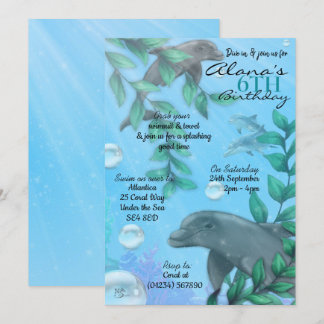 Dolphin Geburtstagsparty Einladungen