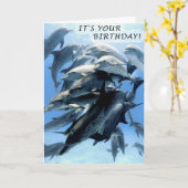 Dolphin Geburtstagsparty Karte (Gelbe Blume)