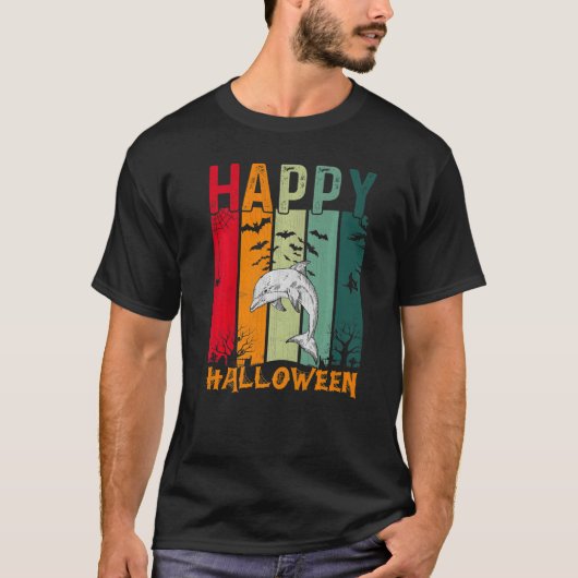Dolphin Girls Boys Retro Style Halloween Abendesse T-Shirt (Vorderseite)
