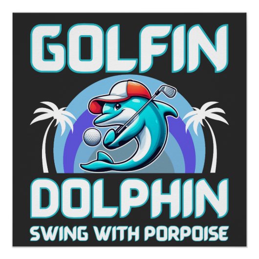 Dolphin Golf Shirt | Geschenk für Papa Poster (Vorderseite)