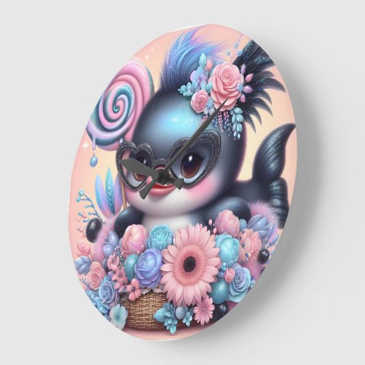 Dolphin Große Wanduhr (Winkel)