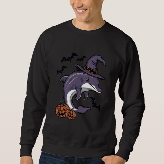 Dolphin Halloween Kostüm Beängstigende Pumpkin Bat Sweatshirt (Vorderseite)