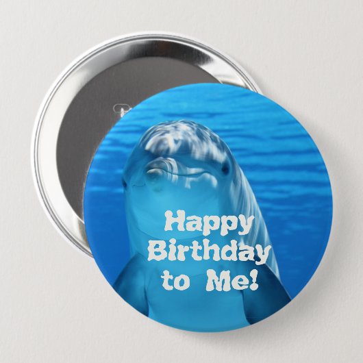 Dolphin Happy Birthday to Me Button (Vorne & Hinten)