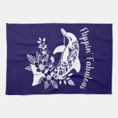 Dolphin-Hawaiian-Fisherman Core-Blue Geschirrtuch (Horizontal)
