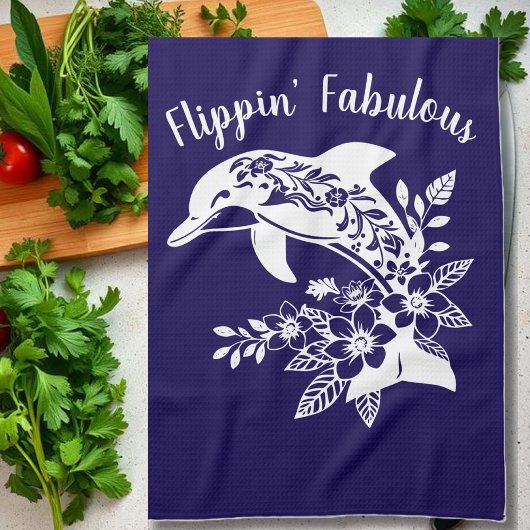 Dolphin-Hawaiian-Fisherman Core-Blue Geschirrtuch