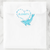 Dolphin Heart Personalisiert Runder Aufkleber (Tasche)