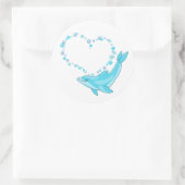 Dolphin Heart Runder Aufkleber (Tasche)