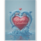 Dolphin Heart Valentine Ocean Love Romantic Aufkleber (Vorderseite)
