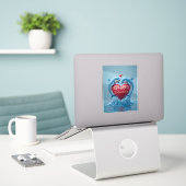 Dolphin Heart Valentine Ocean Love Romantic Aufkleber (Laptop auf Schreibtisch)