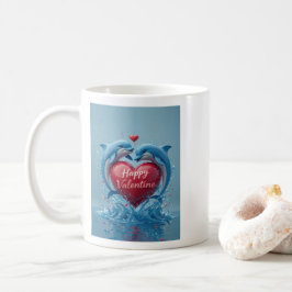 Dolphin Heart Valentine Ocean Love Romantic Kaffeetasse
