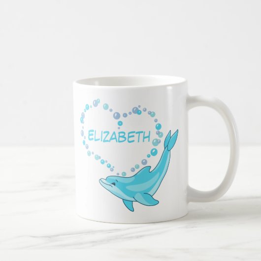 Dolphin Herz Personalisiert Kaffeetasse (Rechts)
