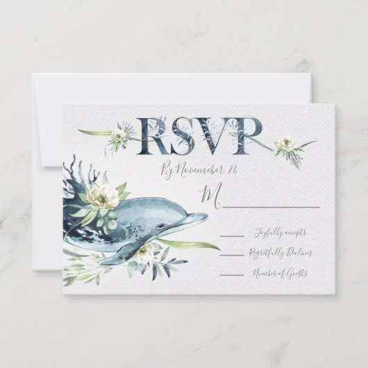 Dolphin-Hochzeitskarten-UAWG RSVP Karte (Vorderseite)