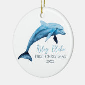 Dolphin Illustration Baby First Christmas Keramik Ornament (Links)