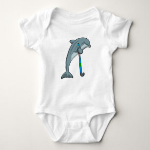 Dolphin im Hockey mit Hockeystick Baby Strampler