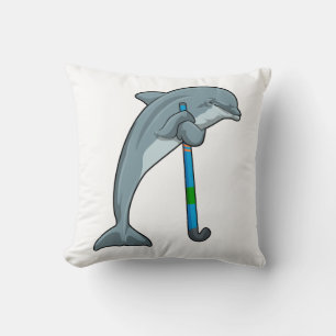 Dolphin im Hockey mit Hockeystick Kissen
