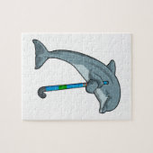 Dolphin im Hockey mit Hockeystick Puzzle (Horizontal)