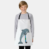 Dolphin im Hockey mit Hockeystick Schürze (Getragen)