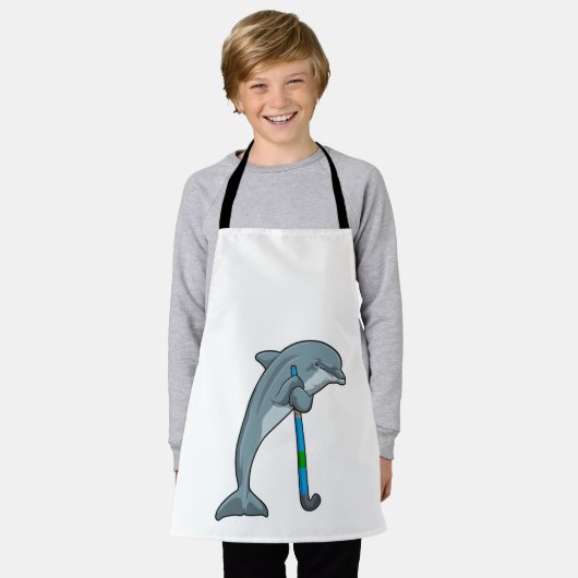 Dolphin im Hockey mit Hockeystick Schürze (Getragen)