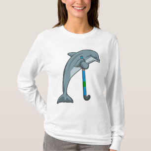 Dolphin im Hockey mit Hockeystick T-Shirt