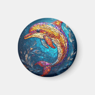 Dolphin im künstlerischen Stil aus verkettetem Gla Magnet
