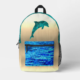Dolphin im Meer, funkelnd Bedruckter Rucksack