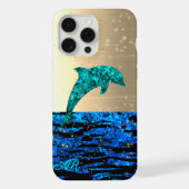 Dolphin im Meer, funkelnd, mit Monogramm iPhone Hülle (Rückseite)