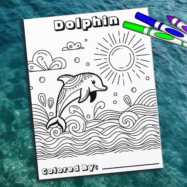 Dolphin in den Wellen | Farbseite des Kindes (Von Creator hochgeladen)