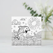 Dolphin in den Wellen | Farbseite des Kindes (Stehend Vorderseite)