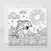 Dolphin in den Wellen | Farbseite des Kindes (Vorderseite)