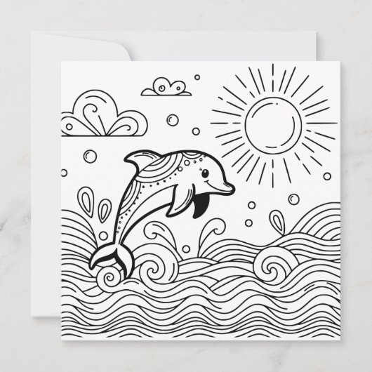 Dolphin in den Wellen | Farbseite des Kindes (Vorderseite)