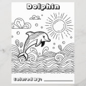Dolphin in den Wellen | Farbseite des Kindes Flyer (Vorne)