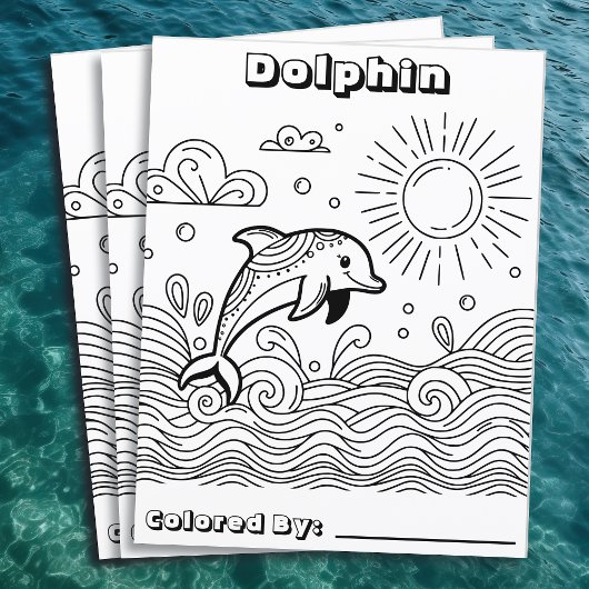 Dolphin in den Wellen | Farbseite des Kindes Flyer