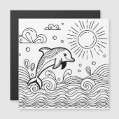 Dolphin in den Wellen | Farbseite des Kindes Magnetkarte (Vorne/Hinten)