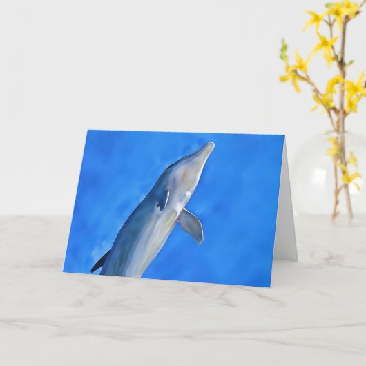 Dolphin in der Air Art Note Card Karte (Gelbe Blume)