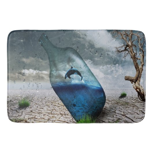 Dolphin in einer Flasche Badematte (Vorderseite)