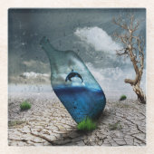 Dolphin in einer Flasche Glasuntersetzer (Vorderseite)