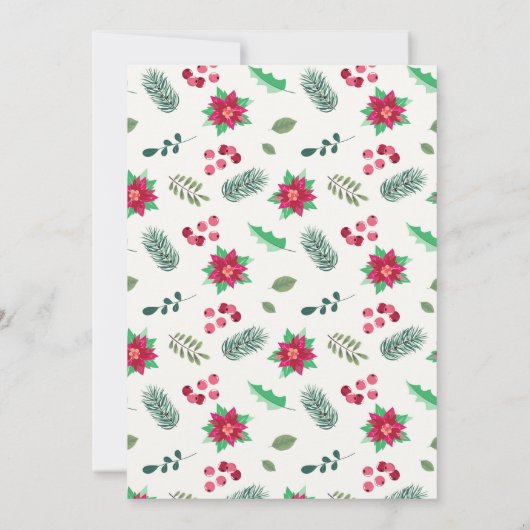 Dolphin in einer Weihnachtsmannmütze Poinsettias W Einladung (Rückseite)