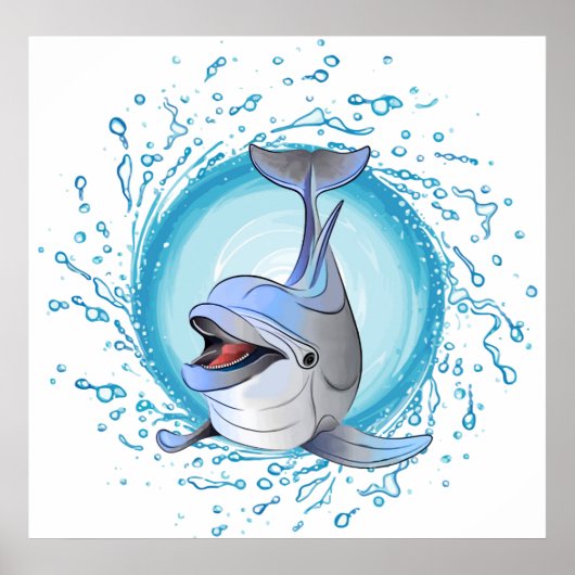 Dolphin in Splash Circle lachen Poster (Vorne)