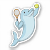 Dolphin in Tennis mit Tennisschläger Aufkleber (Vorderseite)
