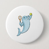 Dolphin in Tennis mit Tennisschläger Button (Vorderseite)
