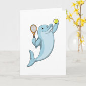 Dolphin in Tennis mit Tennisschläger Karte (Gelbe Blume)